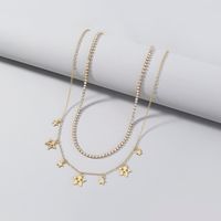Fashion Simple Star Tassel Inlaid Zircon Chain Double Layer Copper Necklace main image 7