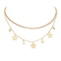 Fashion Simple Star Tassel Inlaid Zircon Chain Double Layer Copper Necklace main image 2