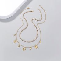 Fashion Simple Star Tassel Inlaid Zircon Chain Double Layer Copper Necklace main image 3