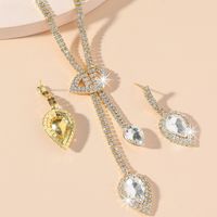 Fashion Ornament Rhinestone Inlaid Water Drop Necklace And Earrings Set main image 2