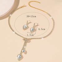 Fashion Ornament Rhinestone Inlaid Water Drop Necklace And Earrings Set main image 3