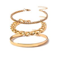 Simple Fashion Metal Chain Geometric Hollow Inlaid Diamond Copper Bracelet main image 5