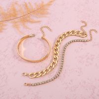 Simple Fashion Metal Chain Geometric Hollow Inlaid Diamond Copper Bracelet main image 4