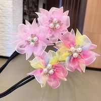 Fashion Children's Bun Updo Updo Gadget Bow Colorful Flower Stem Headdress main image 7