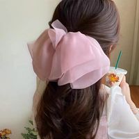 New Fashion Solid Color Chiffon Bow Barrettes Female Hair Clip Headdress main image 7