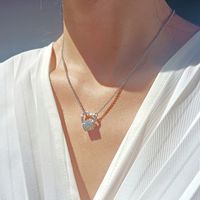 Fashion Elegant Heart Cylinder Pendant Rhinestone Inlaid Clavicle Chain Necklace Wholesale main image 3