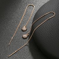 Fashion Geometric Handmade Drop Inlaid Zircon Flower Copper Earrings main image 3