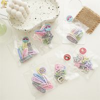 Korean Style Children's Candy Color Star Geometric Dripping Oil Metal Bb Clip Hairpin 10 Pcs Set main image 5