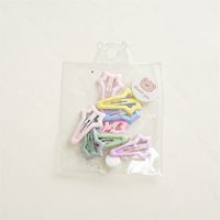 Korean Style Children's Candy Color Star Geometric Dripping Oil Metal Bb Clip Hairpin 10 Pcs Set sku image 1
