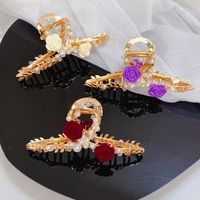 Korean Style Rose Metal Hand Wound Flower Barrettes Female Hair Claw Clip main image 4