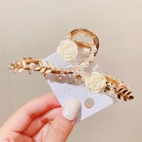 Korean Style Rose Metal Hand Wound Flower Barrettes Female Hair Claw Clip sku image 1