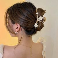 Korean Style Rose Metal Hand Wound Flower Barrettes Female Hair Claw Clip main image 5