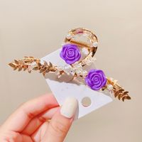 Korean Style Rose Metal Hand Wound Flower Barrettes Female Hair Claw Clip sku image 2