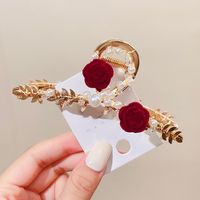 Korean Style Rose Metal Hand Wound Flower Barrettes Female Hair Claw Clip sku image 3