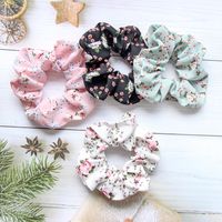 Korean Style Flowers Printed Cloth Hair Rope Hair Ornament Wholesale main image 4