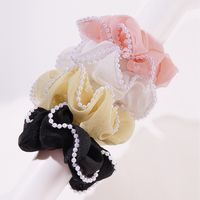 Fashion Inlay Pearl Lace Solid Color Hair Rope Hair Accessories main image 1