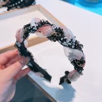 Fashion Spring And Summer New Small Rhinestone Chain Organza Twist Hairband main image 4