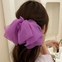 New Fashion Solid Color Chiffon Bow Barrettes Female Hair Clip Headdress main image 5