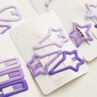 Simple Purple Color Series Children Heart Shape Star  Geometric Metal Bb Clip Hair Accessories main image 4