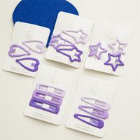 Simple Purple Color Series Children Heart Shape Star  Geometric Metal Bb Clip Hair Accessories main image 6