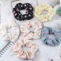 Summer Pansy Pattern Chiffon Hair Accessories Floral Pleated Ladies Hair Rope Wholesale main image 5