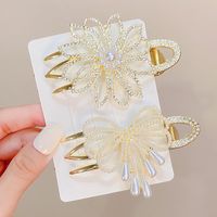 Korean Style Butterfly Flower Rhinestone Pearl Metal Hair Clip Hair Accessories main image 3