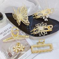 Korean Style Butterfly Flower Rhinestone Pearl Metal Hair Clip Hair Accessories main image 1
