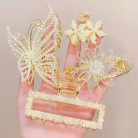 Korean Style Butterfly Flower Rhinestone Pearl Metal Hair Clip Hair Accessories main image 5
