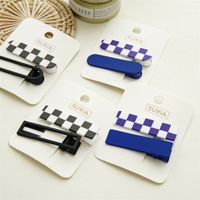 Korean Style Summer Black And White Chessboard Plaid Acrylic Duckbilled Clip Hair Accessories main image 2