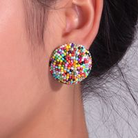 Nouvelle Mode Rétro Coloré Hémisphère Perle Boucle D'oreille Boucles D'oreilles main image 6