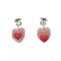 Cute Style Gradient Color Heart Inlaid Zircon Pendant Earrings sku image 1