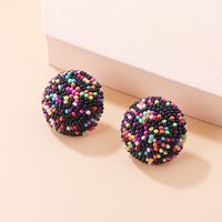 Nouvelle Mode Rétro Coloré Hémisphère Perle Boucle D'oreille Boucles D'oreilles sku image 3