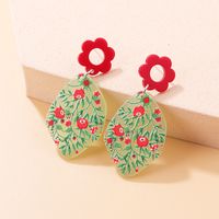 New Embossed Painted Jelly Plate Flower Heart Irregular Acrylic Earrings sku image 1