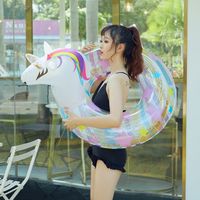Fashion Thickened Adult Sequins Colorful Unicorn Shaped Swimming Ring main image 4
