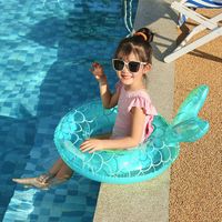 Fashion New Backrest Mermaid Shaped Swimming Ring Children's Floating Bed main image 5