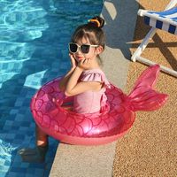 Fashion New Backrest Mermaid Shaped Swimming Ring Children's Floating Bed main image 4