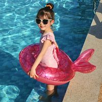 Fashion New Backrest Mermaid Shaped Swimming Ring Children's Floating Bed sku image 4