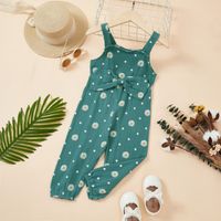 Cute 2022 New Little Girl Daisy Jumpsuit Suspender Bow Pants One-piece main image 2