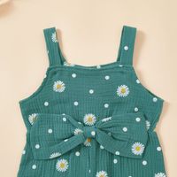 Cute 2022 New Little Girl Daisy Jumpsuit Suspender Bow Pants One-piece main image 4