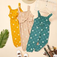 Cute 2022 New Little Girl Daisy Jumpsuit Suspender Bow Pants One-piece sku image 2