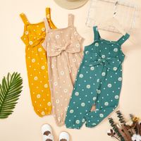 Cute 2022 New Little Girl Daisy Jumpsuit Suspender Bow Pants One-piece sku image 5