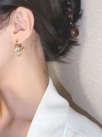 Peach Heart Tassel Crystal Inlaid Love Shaped Earrings main image 2