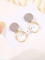 Sterling Silver Needle Round Geometric Matte Paint Earrings main image 2