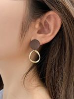 Sterling Silver Needle Round Geometric Matte Paint Earrings main image 1