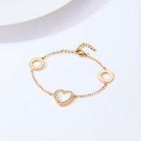 Fashion Creative Simple Stainless Steel Inlaid Zircon Heart And Circle Bracelet main image 1