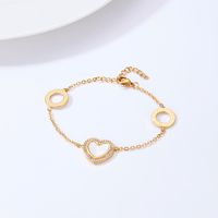 Fashion Creative Simple Stainless Steel Inlaid Zircon Heart And Circle Bracelet main image 4