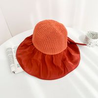 Fashion Vinyl Sun Protective Solid Color Summer New Hollow Bow Hat sku image 3