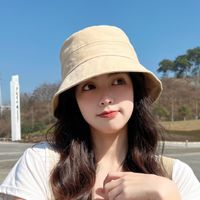 Summer New Fashion Bucket Female Double-sided Foldable Outdoor Solid Color Sun Hat sku image 2