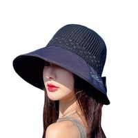 Fashion Large Edge Hollow Sun Protection Solid Color Outdoor Beach Travel Hat main image 5