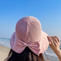 Fashion Large Edge Hollow Sun Protection Solid Color Outdoor Beach Travel Hat main image 2